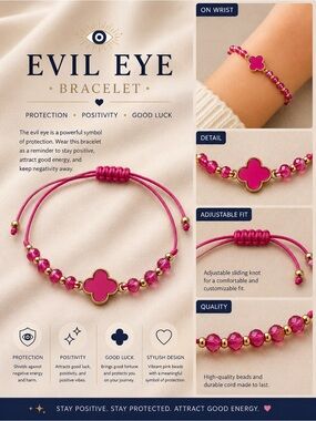 Bracelet - Pink Protective Beaded Bracelet
